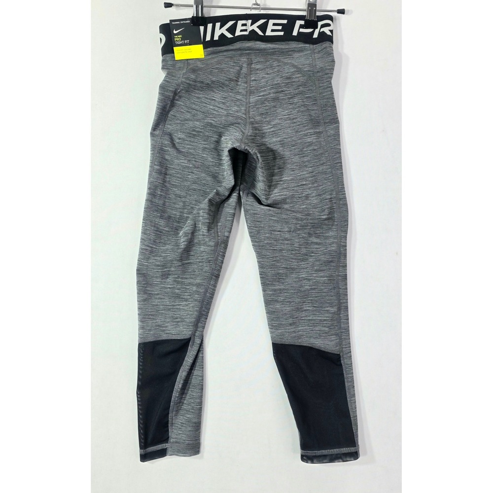 NEW Nike Pro Dri-FIT Womens Training Crop Leggings Grey Black XS - Picture 2 of 11